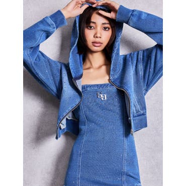 厚手 大人のボウタイリボン デニムシャツ（デニムブラウス[品番