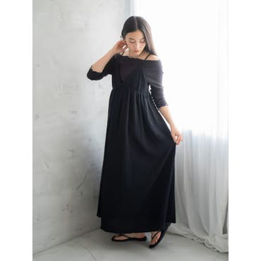 ワントーン花柄オフショル2WAYフレア袖ミニワンピース DB LX