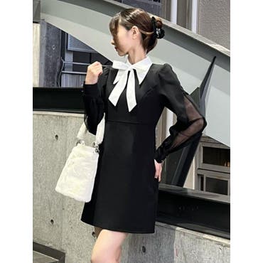 ◇［WEB限定カラー］バイカラージャガードニットワンピース