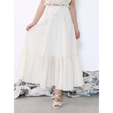 シフォンフリルロングスカート クリーム色 2614233.jpg