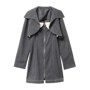 フリル付け襟レザーワンピース[品番：AMTW0002767]｜JUNOAH