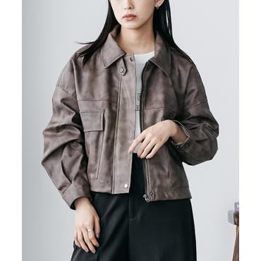 ラムレザー ノーカラージャケット ベジタブル加工 ダークブラウン[品番