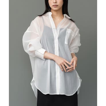 透け感楽しむタンクトップ付シアーブラウス 透け感楽しむタンクトップ付シアーブラウス[品番：BCYW0031718