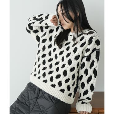レオパード柄ニットトップス ヒョウ柄 豹柄[品番：NETW0000483]｜Riff