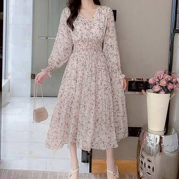 ヴィンテージフラワーフリルワンピース[品番：XT000012195]｜aimoha