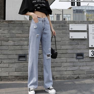デニムパンツ ストレートパンツ 韓国風[品番：AGCW0002178