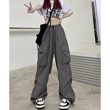 サテンカーゴワイドパンツ レディース 春夏[品番：KH000013713
