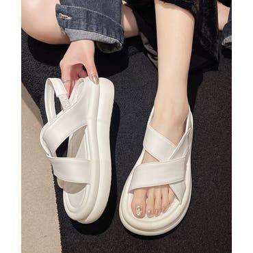 新品未使用★CAMPER　厚底コンフォートサンダル　ホワイト　23.5 厚底クロスサンダル コンフォートサンダル[品番：AGCW0005565