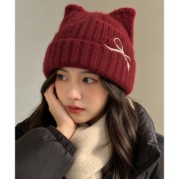 GOBI ERDENE FOXファー 毛皮 ボンボン カシミヤニットキャップ ha17718】大きめポンポンファーが可愛い♪フォックスラクーンニット