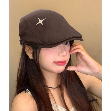 ベレー帽 帽子 デニム 無地 レディース ネイビー ブルー[品番