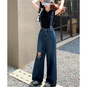 サス付デニムワイドパンツ ハイウエスト[品番：AGCW0005892]｜SUNSHINE