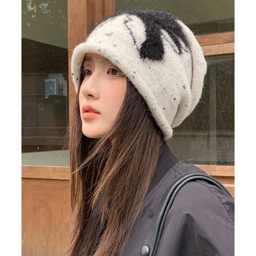 ビーニー帽 ニット帽子 リボン柄[品番：AGCW0007363]｜SUNSHINE CLOSET