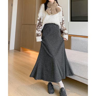 キルティングスカート ハート型 ロング丈[品番：SGBW0001349]｜SUGAR