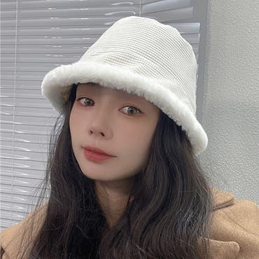 GYGYモチーフ付きフェイクファーバケットHAT[品番：MKSW0060432