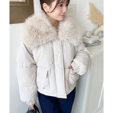 ナイスクラップ ベルト付きミドルフェイクダウンジャケット WEB限定 フェイクファーフード付きミドルフェイクダウン[品番