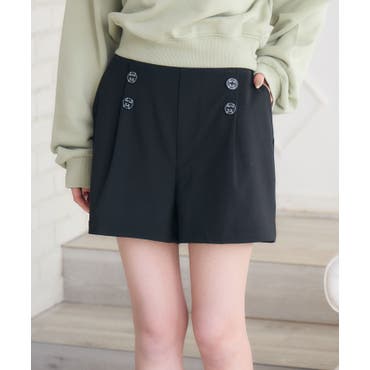 マリンダブルボタン♪裾ラインハイウエストキュロットショートパンツ