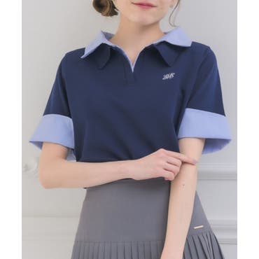 フロント刺繍デザインが可愛い半袖ポロシャツ カジュアル コットン
