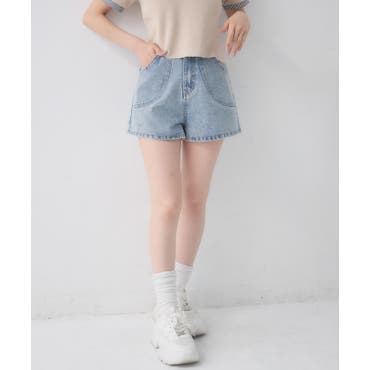 デニムショートパンツ セクシー デニムZIPポケットショートパンツ[品番
