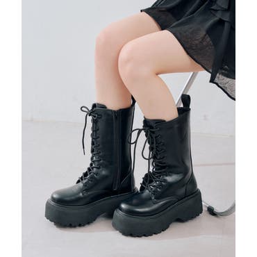 ストレッチレースアップロングブーツ[品番：MKSW0064594]｜jouetie