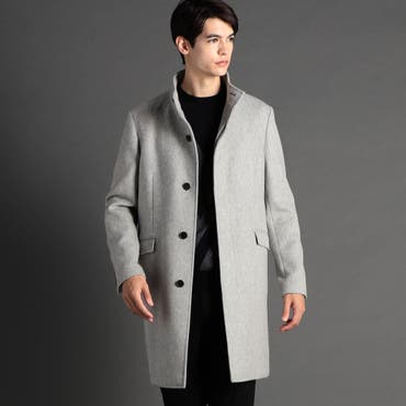 カシミヤ混　Nicole St Gilles ステンカラーコート　メンズ　XL Nikkei magazine掲載】カシミヤ混スタンドカラー