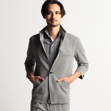 からみ調 スリムフィット 2ボタンジャケット 組織グレー[品番