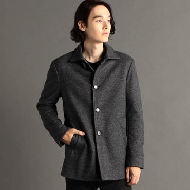 ノビリア/NOBILIA ウール混ヘリンボン イタリアンカラーコート[品番