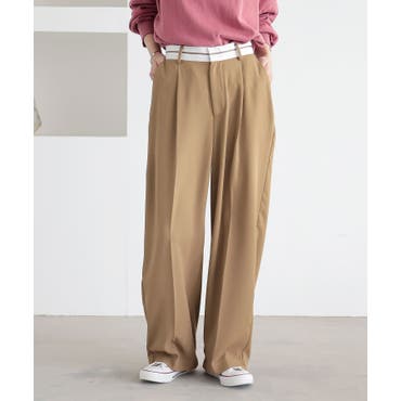 サスペンダー付きワイドパンツ[品番：ZX000001788]｜and it