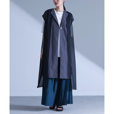 ダブルフェイスベルト付きロングジレ ジレ ロング[品番：PRTW0003897