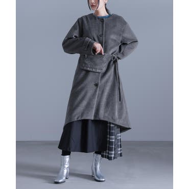 ad thie コート ピーコート シャギーコクーンミドルコート