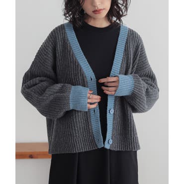 その他サービス | 福利厚生 片畦編み・Vネック MIXニットカーディガン[品番：ADEW0003803 トップス