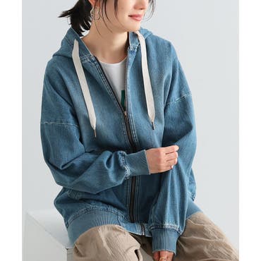 【LOVELLESS 】美品⭐︎フード付きデニムパーカー トップス】Oversize レトロ 刺繍 ゆったり フード付き デニム