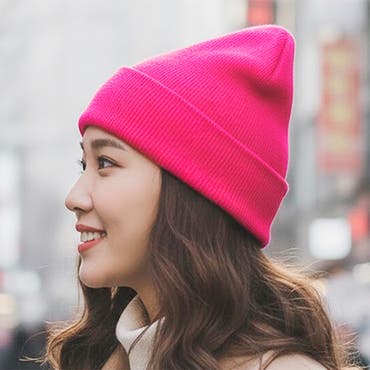 ネコ耳付き蛍光カラーネオンカラー ニットキャップ帽子 ニット帽ニット