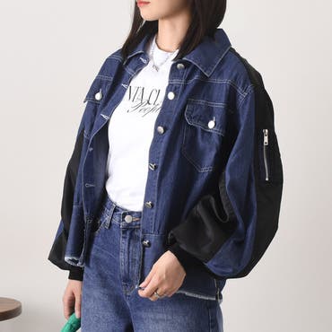 裾レース×ビジュー 甘辛デニムジャケット[品番：GW000002696