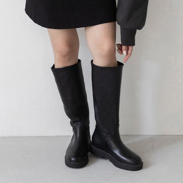 軽量 厚底 プレーン ロングブーツ 2698[品番：MTTS0000599]｜Shoes in