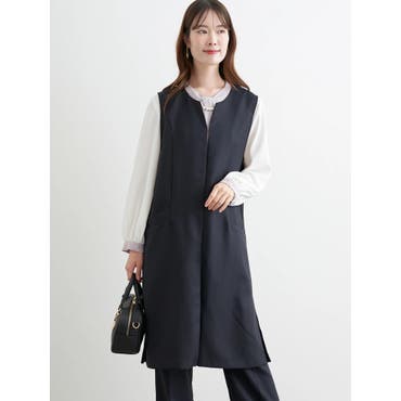 【NEW】アー・ヴェ・ヴェ（a．v．v）/サテンサイドスリットジレ【洗える/速乾/毛玉になりにくい/イージーケア】 サテンサイドスリットジレ【洗える/速乾/毛玉になりにくい/イージー