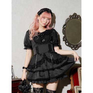 ゴシックチョーカーレースアップヨークセットアップ[品番：PLMW0014959