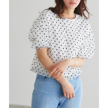 Spick and Span】ドットフロッキーワークシャツ[品番