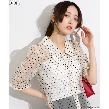 新しい Spick and Span】ドットフロッキーワークシャツ[品番 シャツ/ブラウス(長袖/七分)