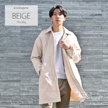Johnbull／コンビネーション ニット コート 中綿 フード付き カーキ フードコート-Unisex