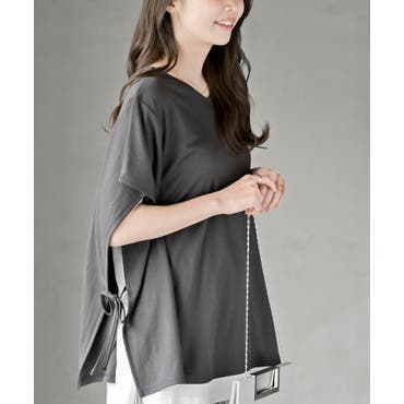 バックリボン長袖プルオーバーバックシャントップス レディース