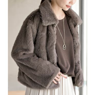 ペプラムフェイクファーショートコート[品番：AMTW0012853]｜JUNOAH