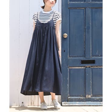 ストラップ付きデニムワンピース gossip!ロサンゼルス ワンピース ベルト付きデニムワンピース