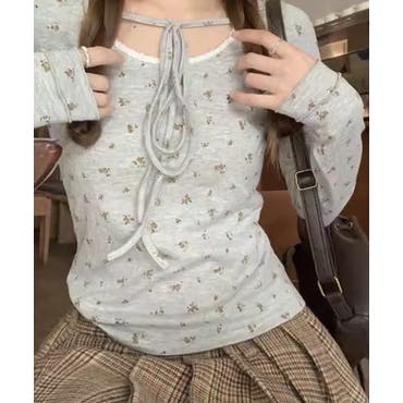 タイダイ柄メッシュロングTシャツ ロンT シアートップス[品番