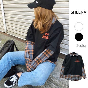 チェックシャツレイヤード風プルオーバートップス 秋 冬 品番 Shnw Sheena シーナ のレディースファッション通販 Shoplist ショップリスト