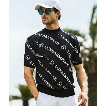 1PIU1UGUALE3 RELAX モックネック 半袖 シャツ 総柄 XLロゴ 1PIU1UGUALE3 RELAX 総柄ロゴモックネック半袖Tシャツ[品番