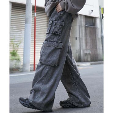 カーゴデニムパンツ メンズ マルチポケット[品番：RQ000009360