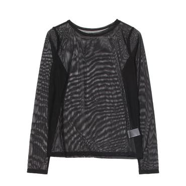 シグニチャー レース オフ ザ ショルダー ロングスリーブ トップ (ブラック) シグニチャー レース ロングスリーブ トップス (ブラック