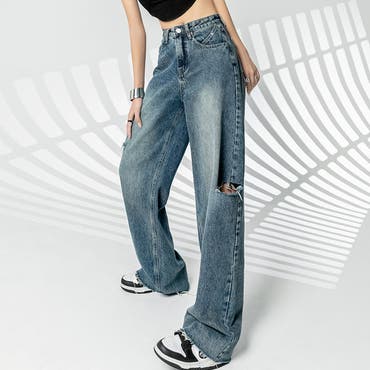 サイドブロークンストレートデニムパンツ[品番：SPRW0009737]｜SpRay  