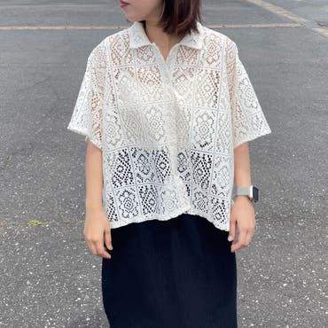 カットワーク刺繍ペプラム切替チュニック[品番：ABIW0009732
