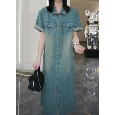 0705:商談中♥特価♥スモッキング パフ袖 　デニムワンピース　新品未使用 5.5ozデニム スモッキングパフ袖ワンピース（LUPILIEN）の商品詳細